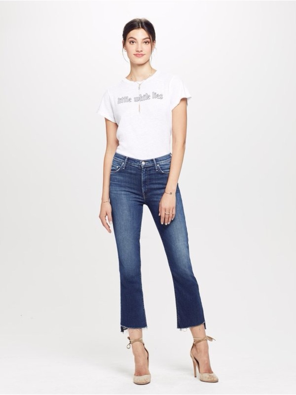 Mother Insider Crop Step Fray Hem in Turn of the Tide Jeans Size 27